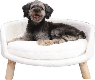 Produktbild von BingoPaw Small Dog Sofa Bed Washable 10kg Cute Stylish Chair Type Pet Bed Shiba Inu Chew Resistant Funny Pet Sofa with Feet Fluffy Fluffy All Year weiß