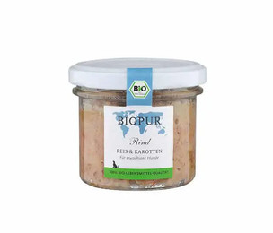 Produktbild von Biopur Hundefutter Rind, Reis, Karotten Bio- im GLAS - 100g