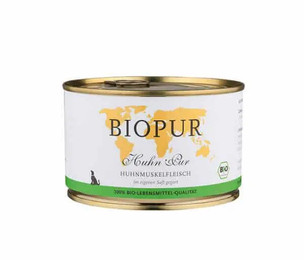 Produktbild von BIOPUR Nassfutter Bio Huhnmuskelfleisch - 12 x 200 g