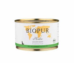 Produktbild von BIOPUR Nassfutter für Hunde Bio Huhn Leichte Kost 400g