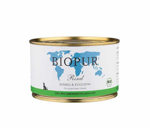 Produktbild von BIOPUR Nassfutter für Hunde Bio Rind, Dinkel & Zucchini 400g
