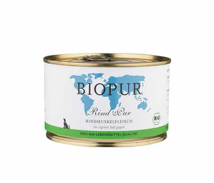 Produktbild von BIOPUR Nassfutter für Hunde Bio Rindmuskelfleisch - 380g