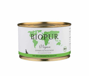 Produktbild von BIOPUR Nassfutter für Hunde Feucht Vegan Bio Dinkel & Zucchini