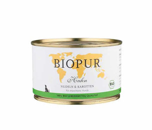 Produktbild von Biopur Nassfutter für Hunde Huhn Nudeln und Karotten - 400g