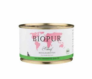 Produktbild von Biopur Nassfutter für Hunde Schaf, Reis Und Karotten Senior - Sparpaket: 12 x 400g