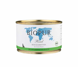 Produktbild von Biopur Nassfutter für Hunde Welpe Rind Reis und Karotten 400g - Sparpaket: 12 x 400g