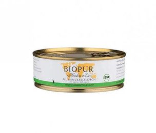 Produktbild von BIOPUR Nassfutter für Katzen Bio Huhnmuskelfleisch 200g