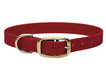 Produktbild von Biothane Halsband Bordeaux - Gold XXL