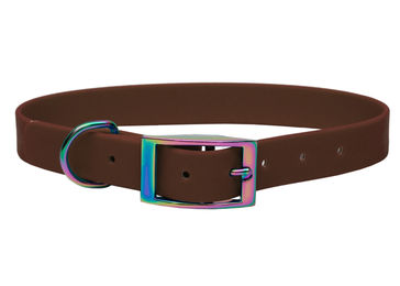 Produktbild von Biothane Halsband Braun XXL (59-69cm) / Regenbogen