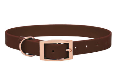 Produktbild von Biothane Halsband Braun XXL (59-69cm) / Rosegold