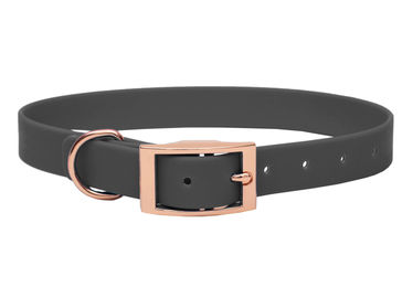 Produktbild von Biothane Halsband Grau L (39-49cm) / Rosegold
