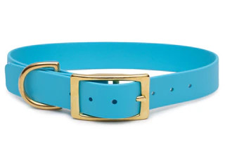 Produktbild von Biothane Halsband Light Blue - XS (20-25cm) gold