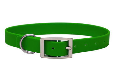 Produktbild von Biothane Halsband Olive L (39-49cm) / Silber