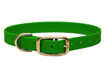 Produktbild von Biothane Halsband Olive XL (49-59cm) / Gold