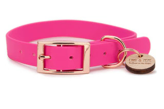 Produktbild von Biothane Halsband Pink - L (39-49cm) rosegold