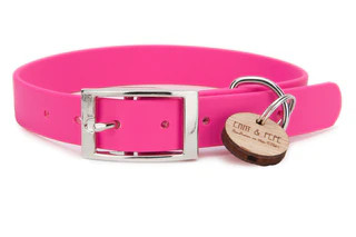 Produktbild von Biothane Halsband Pink - L (39-49cm) silber