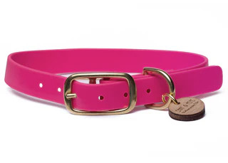 Produktbild von Biothane Halsband Pink - XL (49-59cm) gold
