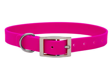 Produktbild von Biothane Halsband Pink XXL (59-69cm) / Silber
