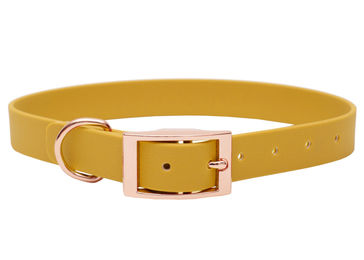 Produktbild von Biothane Halsband Sonnengelb S (25-33cm) / Rosegold