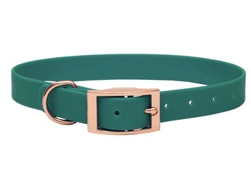 Produktbild von Biothane Halsband Waldgrün XL (49-59cm) / Rosegold