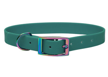 Produktbild von Biothane Halsband Waldgrün XXL (59-69cm) / Regenbogen