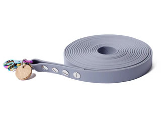 Produktbild von Biothane Schleppleine Light Grey 20mm 5m mit Rainbow Scherenkarabiner - 5 m