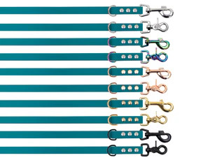 Produktbild von Biothane Schleppleine Petrol 16mm 5m mit goldenem Bolzenkarabiner - 5 m