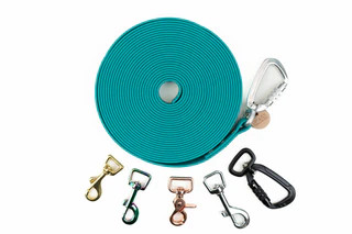 Produktbild von Biothane Schleppleine Türkis 16mm 10m mit Sicherheitskarabiner - 10 m