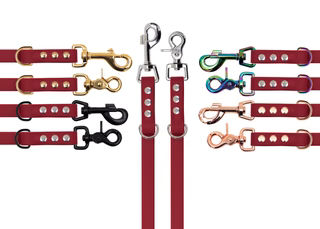 Produktbild von Biothaneleine Bordeaux - 20mm - 2m verstellbar mit goldenem Scherenkarabiner