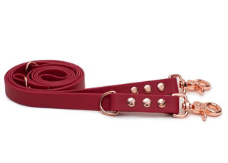 Produktbild von Biothaneleine Bordeaux - 20mm - 2m verstellbar mit rosegoldenem Scherenkarabiner