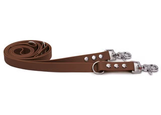 Produktbild von Biothaneleine Dark Brown - 19mm - 2m verstellbar mit silbernem Scherenkarabiner