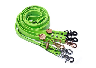 Produktbild von Biothaneleine Limette - 16mm - 2m verstellbar mit regenbogen Bolzenkarabiner