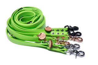 Produktbild von Biothaneleine Limette - 25mm - 2m verstellbar mit silbernem Sicherheitskarabiner