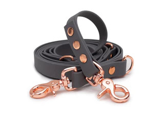 Produktbild von Biothaneleine Stone - 20mm - 2m verstellbar mit rosegoldenem Scherenkarabiner