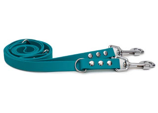 Produktbild von Biothaneleine Türkis - 16mm - 2m verstellbar mit silbernem Bolzenkarabiner
