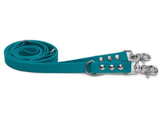 Produktbild von Biothaneleine Türkis - 20mm - 2m verstellbar mit silbernem Scherenkarabiner