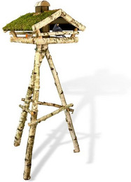 Produktbild von Birkenfutterstelle Vogelhaus mit Moosdach und Ständer