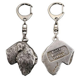 Black Russian Terrier Silberner Schlüsselanhänger mit Hund in Geschenkbox – Bild 1 von 9