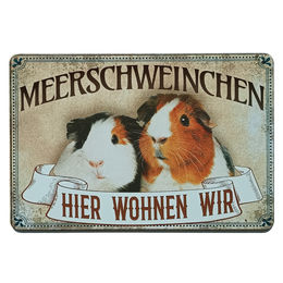 Produktbild von Blechschild Vintage - Meerschweinchen "HIER WOHNEN WIR"