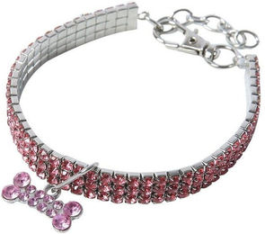 Produktbild von Bling Kristall Diamant Hundehalsband Welpen Haustier glänzend voller Strass solide Halskette L rosa
