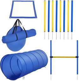 Produktbild von BlingBin Agility-Hürde Hunde-Agility-Trainingsgeräte, Agility-Übungs-Set, Hund Agility Set, PE, Polyester, Zubehör: 6 x Erdnägel, 1 x Seil, 2 x Seilerdnägel, 8 x Nägel von Tunnel und Position (1-tlg) Agility-Ausrüstung mit Tragetasche für Spiele Training,