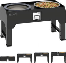 BlingBin Futternapf Erhöhter Hundenapf Höhenverstellbar Fressnapf mit Ständer Wassernapf, Edelstahl, 2 Edelstahlnäpfen Futterstation Hundenäpfe für kleine/große Hunde – Bild 1 von 5