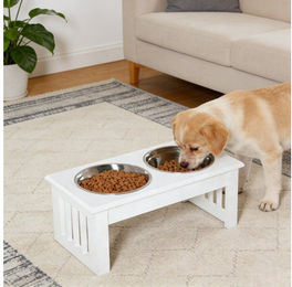 Produktbild von BlingBin Futterstation Erhöhter Hundenapf Futternapf mit 2 Näpfe Wassernapf 2 x 900ml, Edelstahl, Fressnapf Futterstation Hundenäpfe für kleine Hunde Katzen