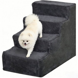 Produktbild von BlingBin Haustiertreppe Hundetreppe 4-stufig, 35 cm Katzentreppe für Bett und Sofa (1er set, 1-St., 60cm x 35cm x 44 cm), Haustiertreppe für Hunde und Katzen bis 5 kg, Plüschoptik