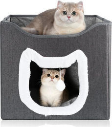 BlingBin Katzenzelt Katzenbett Faltbare Katzenhöhle Katzenhaus mit Kratzunterlage und Ball, Tierbett für Katzen, Hunde, Haustiere, Zuhause, drinnen und draußen – Bild 1 von 5