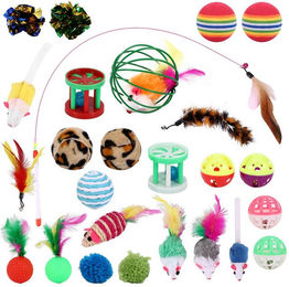 BlingBin Tier-Intelligenzspielzeug 26 Stück Katzenspielzeug Set, Gefiederte Katzenspielzeuge, Sisal, Tier-Beschäftigungsspielzeug (26-tlg) für Indoor-Katzen, Kätzchen Federspielzeug Katzenbälle Spielzeugmäuse – Bild 1 von 5