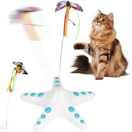 Produktbild von BlingBin Tier-Intelligenzspielzeug Katzenspielzeug mit Schmetterling, Interaktive Katzenspiele, ABS+PP, Interaktives Katzenspielzeug (1-tlg) mit 360° drehbarem Schmetterling, mit 2 Ersatz-Schmetterlingen