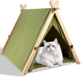 Produktbild von BlingBin Tierbett Tipi Zelt für Haustiere mit Kissen Haustierzelt für Hunde/Katzen, Stoff, Hundematte Haustierhütte Haustier für Kaninchen Hamster Kätzchen