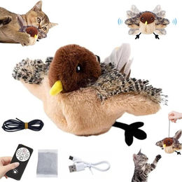 Produktbild von BlingBin Tierkuscheltier Katzenspielzeug Vogel mit Zwitschern,