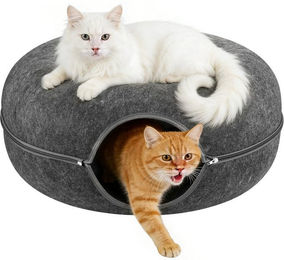 BlingBin Tiertunnel Katzentunnel Katzenhöhle aus Filz Stilvolles Katzenbett 60x60x28cm, Filz, Kratzfest & robust – Moderner Katzendonut & Katzentunnel – Bild 1 von 5